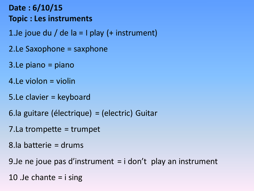 PowerPoint: Les instruments
