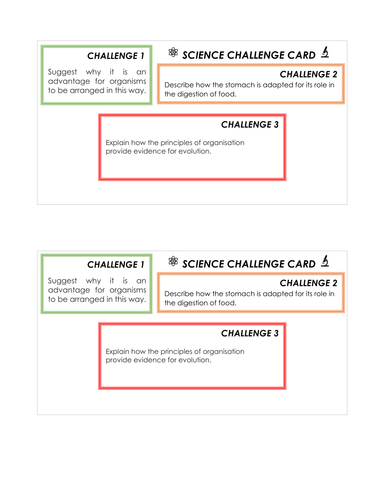AQA Biology 9-1 Challenge Cards - Organisation Unit