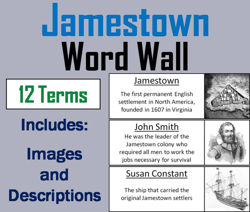 Jamestown Word Wall Cards