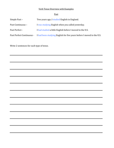 12 tenses worksheets | Teaching Resources