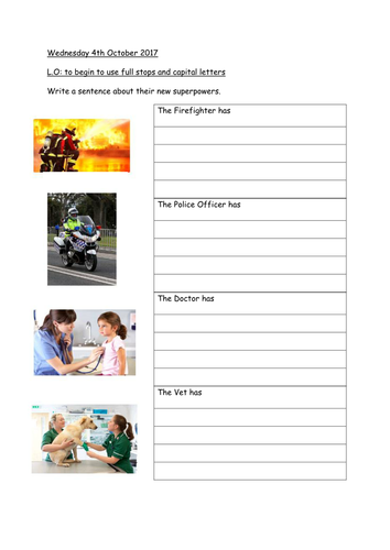 Year 1 capital letters and full stops