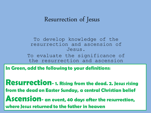 Lesson on the resurrection of Jesus