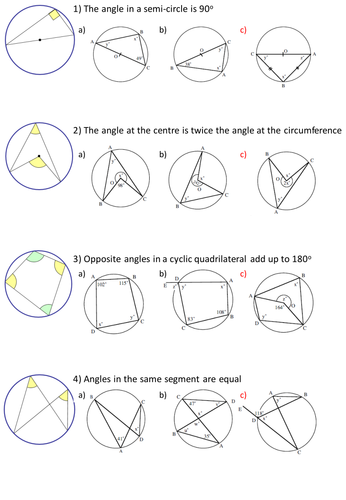 Circle Theorems - separate questions