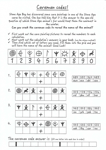 Stone Age Boy maths investigation column addition by smastill