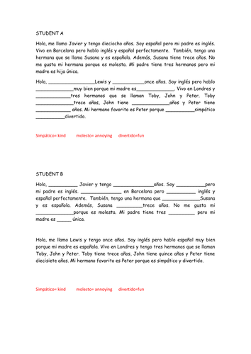 KS3 Spanish - FULL HALF TERM  - Family, animals, descriptions, grammar, etc.  See desc