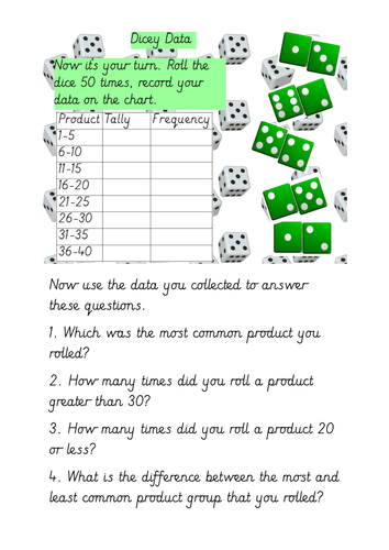 Tally Charts and Grouped Data Investigating Products When Rolling Dice