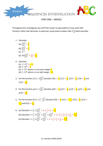 Sequences - Required Skills, Examples and Investigation