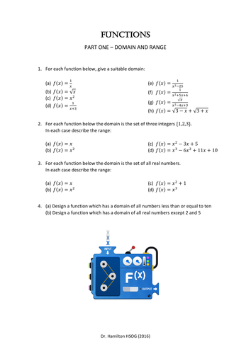 Functions - Domain, Range, Composite