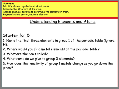 Atoms, Elements and Reactions