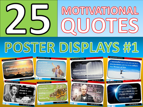 25 x Motivational Famous Quotes Posters for Classroom Display or Handouts
