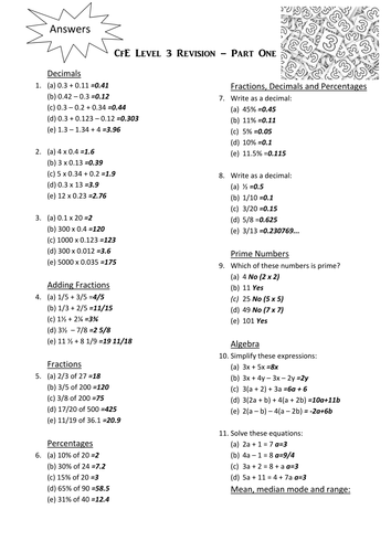 CfE or KS3 Maths Revision