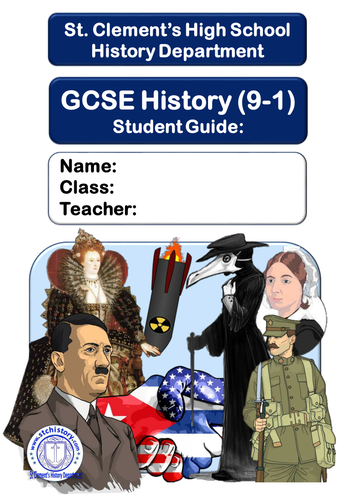 9-1 Edexcel: GCSE History Student / Parent Course Booklet (EDITABLE)