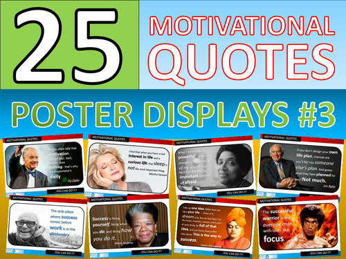 25 x Motivational Famous Quotes #3 Posters for Classroom Display or Handouts