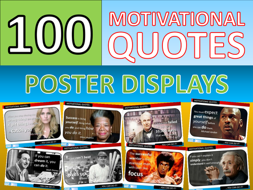 100 x Motivational Famous Quotes Posters for Classroom Display or Handouts