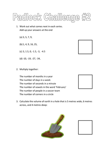 Numeracy Padlock Challenge