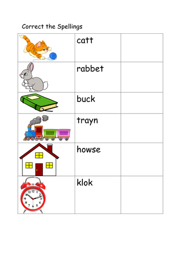 KS1 - Correct the Spellings - Worksheets