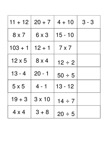 Numeracy Chain Class Activity