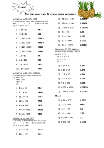 Multiplying and Dividing by Powers of Ten