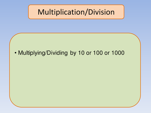 Multiplication and Division by 10, 200, 3000 etc.
