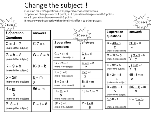 Change the subject game