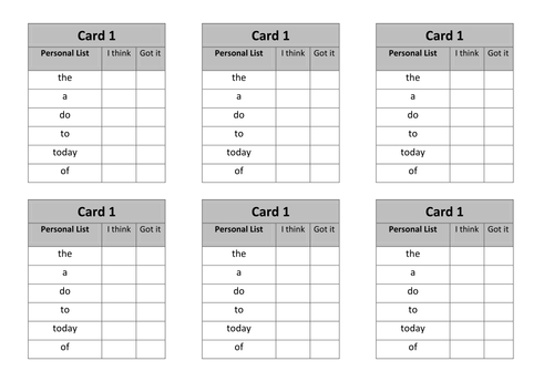 Year 1 Spelling Lists