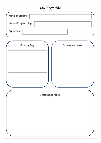 Geography Fact file recording sheet