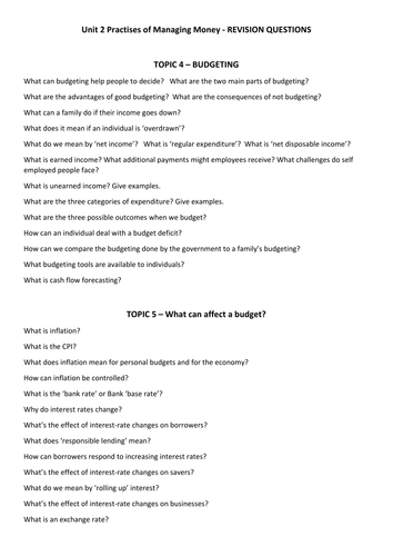 LIBF CEFE Unit 2 PMM revision questions for Topic 4, 5 and 6