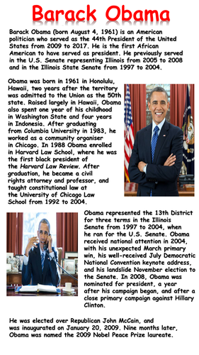 Barack Obama Reading Comprehension Sample | Teaching Resources