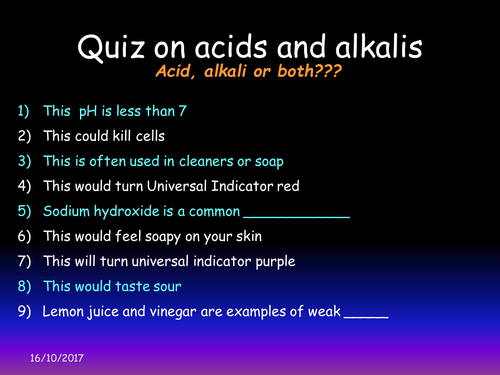 Acids and alkalis revision