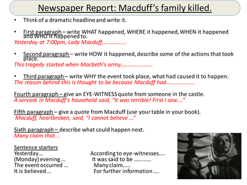 GCSE English Literature Macbeth/Macduff Newspaper Report