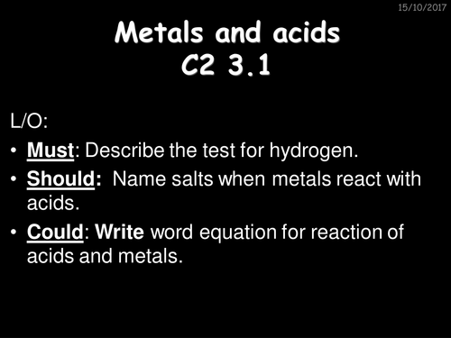 Reaction of metals with acids practical lesson