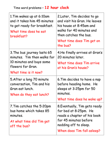 Maths KS2 Time word problems