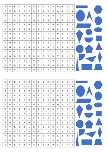 Naming 2D shapes (wordsearch) | Teaching Resources