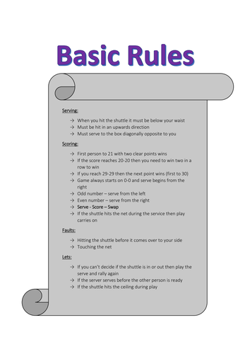 basic-rules-for-badminton-help-sheet-by-woolly-96-teaching-resources