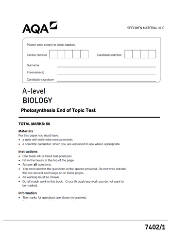 A LEVEL BIOLOGY - PHOTOSYNTHESIS APPLICATION QUESTIONS
