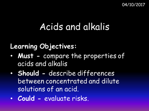Acids and alkalis lesson 1-2