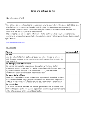 Le Fabuleux Destin d'Amélie Poulain - Booklet + guide to writing a film review