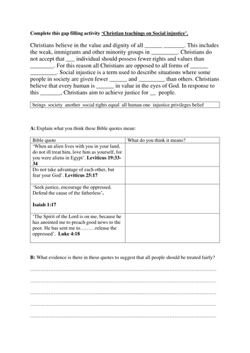 AQA 1-9 RS- Social Justice (part of the human rights and social justice unit)