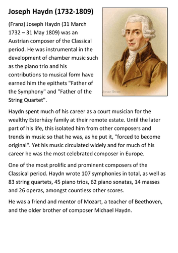 Joseph Haydn Handout