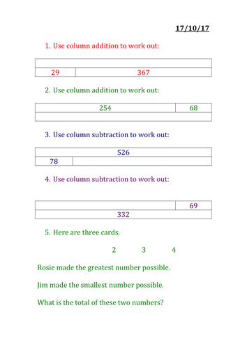 Adding and subtracting reasoning MASTERY