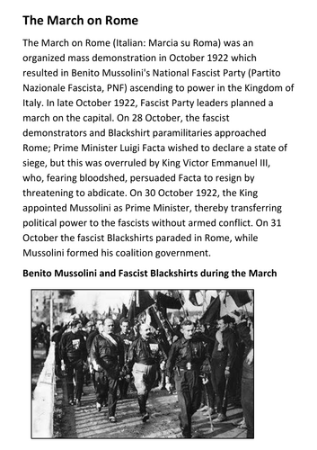 The March on Rome Handout