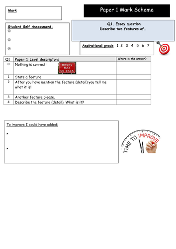 GCSE 9-1 Edexcel Paper 1 Student Friendly Mark Scheme