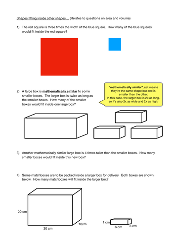 How Many Boxes Fit? (Relating to Enlargement and Area/Volume Scale Factors)