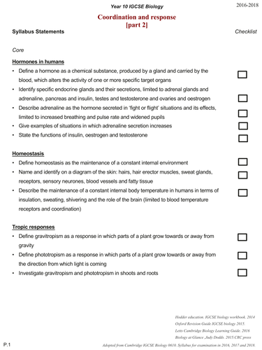 Coordination and response (IGCSE)