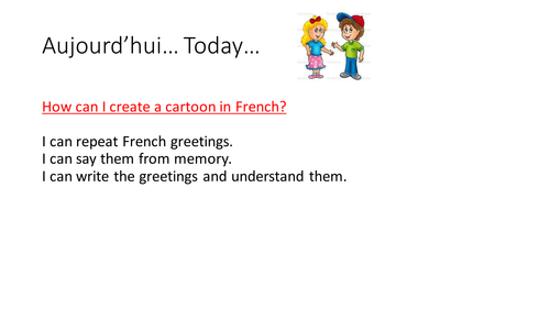 PPT for children to make a French cartoon (greetings)