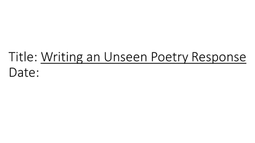 Workshop for AQA Lit Paper 2, Q 27.1 Unseen Poetry