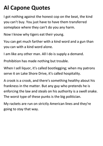 Al Capone Quotes and Timeline