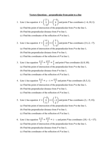 Vectors - perpendicular from a point to a line