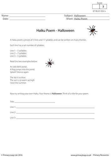 Halloween Resource - Haiku Poem
