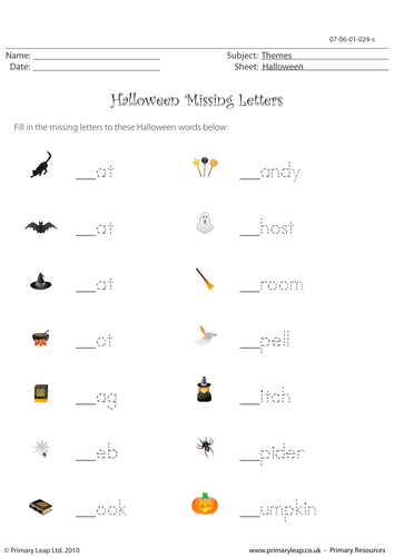 Halloween Resource - Missing Letters
